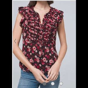 White House black market ruffle bib shell